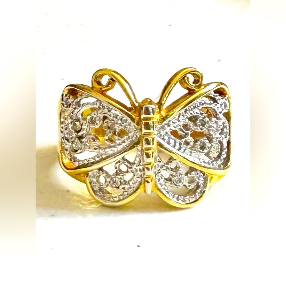 Vtg Stainless Steele Butterly Ring